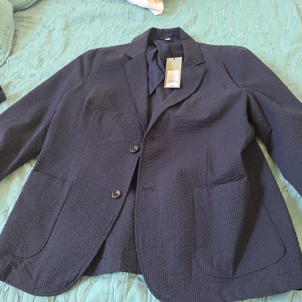 Navy blue sportcoat mens Large